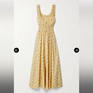 DÔEN Emmaretta shirred floral-print organic cotton-poplin midi dress